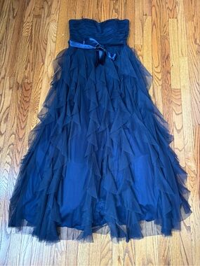 Women’s Pear Culture Navy Blue Corkscrew Tulle Gown Size 13/14